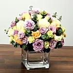 Mixed Rose Arrangement In Glass Vase