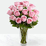 Vase Of 12 Delicate Pink Roses