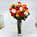 Vase Of 20 Vivid Roses