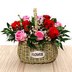 Online Basket with Red & Pink Roses