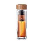 Engraved Text Glass Flask with Bamboo Cap