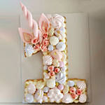 Number 1 Macarons Artificial Flowers Chocolate Cake