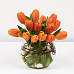 Beautiful Orange Tulips Fish Bowl