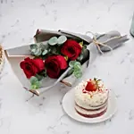 Roses Bouquet & Designer Mono Cake