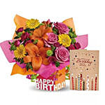 Birthday Flower Arrangement with Greeting Card