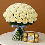 White Roses Bunch and Ferrero Rocher