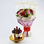 Candy Topped Choco Cake With Flowers