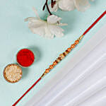 Rose Gold Pearl And Beads Rakhi