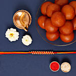 Sneh Gold Mauli Rakhi with 1 Kg Gulab jamun Tin