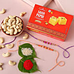 Sneh Peachy Rakhi Set with 250 Grams Soan Papdi and Cashew