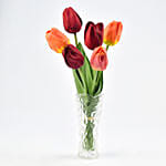 Orange and Red Artificial Tulip