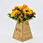 Pleasing Sunflowers and Roses Bunch