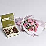 Purple and Pink Spray Roses Bunch And Chocolates