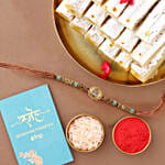 Sneh Lustrous Stone Rakhi & Kaju Rolls