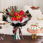 Holidays Celebration Bouquet With Chocolate Cake