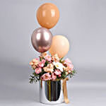 Flowers And Balloons in Silver Box