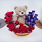 Hamper of chocolates and teddy bear choclates gifts