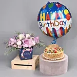 Birthday Flowers Cake And Balloon