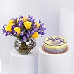 Iris Flower and Birthday Chocolate Cake