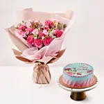 Birthday Wish Carnation Bouquet And Cake