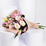 Pink Liilies and Ohara Roses Fragrant Ripples Bouquet