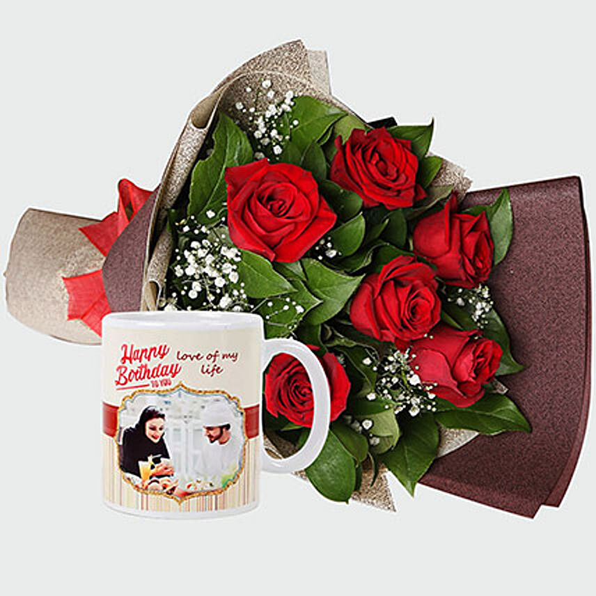 Roses Bouquet And Personalised Mug: Gifts To Al Khobar
