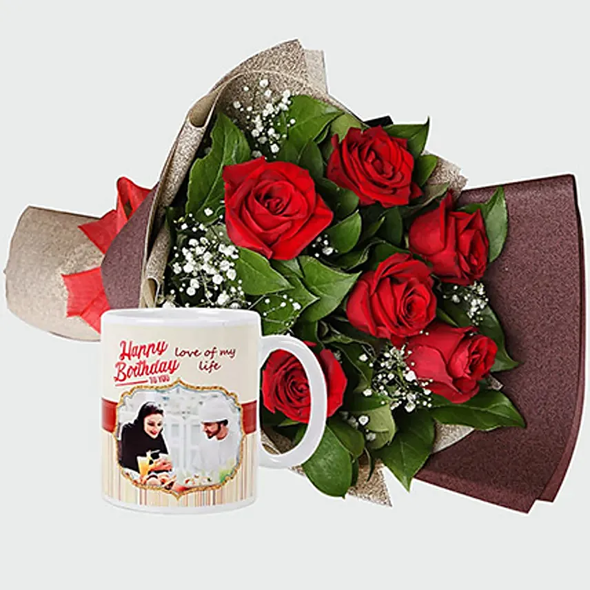 Roses Bouquet And Personalised Mug: Gifts To Al Khobar