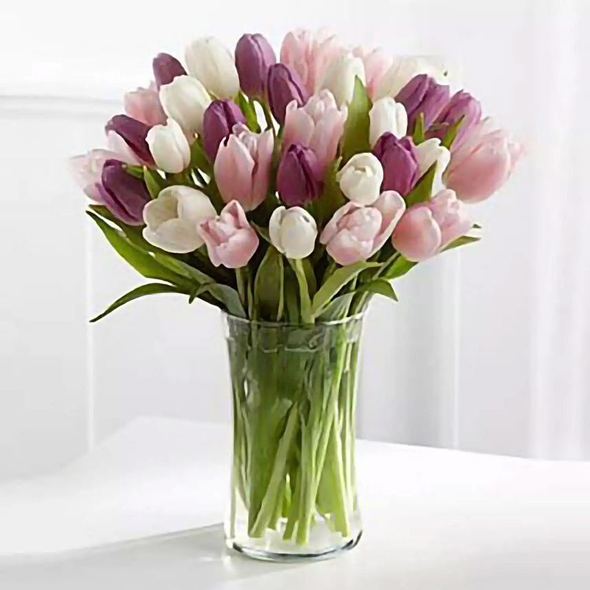 Painted Skies Tulip Bouquet: Flower Delivery Saudi Arabia