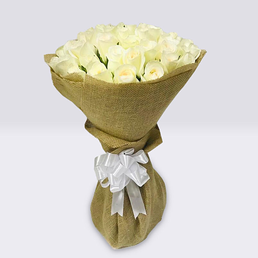 50 White Roses Bouquet: 