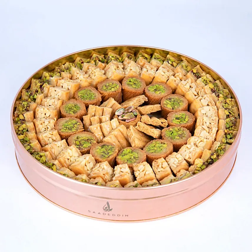 Special Round Mix Baklawa Box: Same Day Gifts Delivery to Saudi Arabia