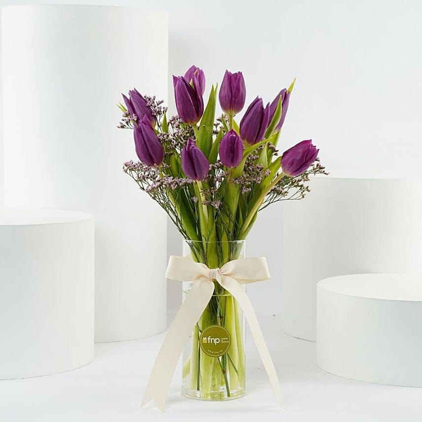 Ahlam | Purple Tulip Vase: Send Gifts to Saudi Arabia