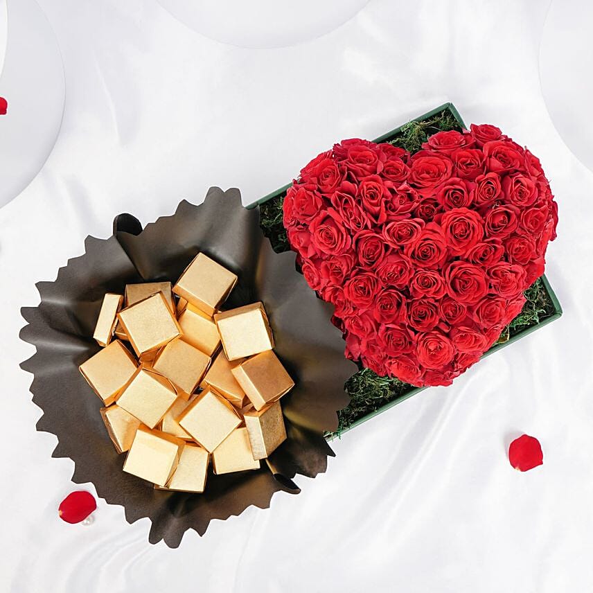 Ya Kel Al Hob 15 Roses With 250G Chocolate: Valentines Day Gifts to Saudi Arabia