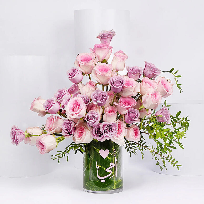 Ummi Pink n Purple Radiant Rose Vase: Flower Delivery Saudi Arabia