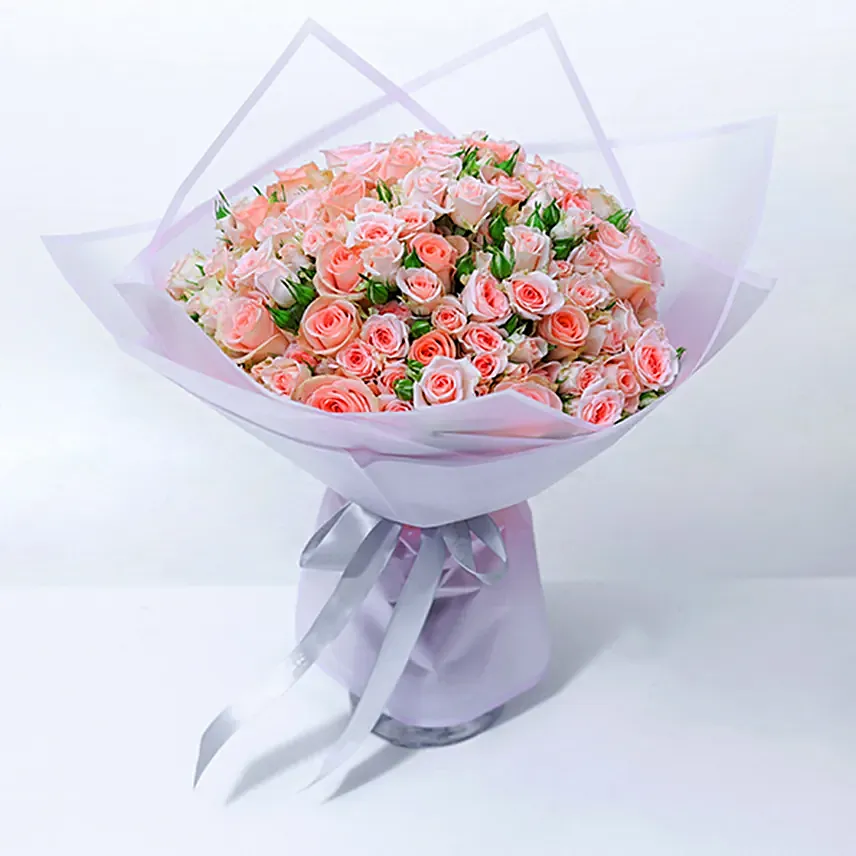 Exotic Peach Spray Roses Bouquet: Send Gifts to Saudi Arabia from UAE