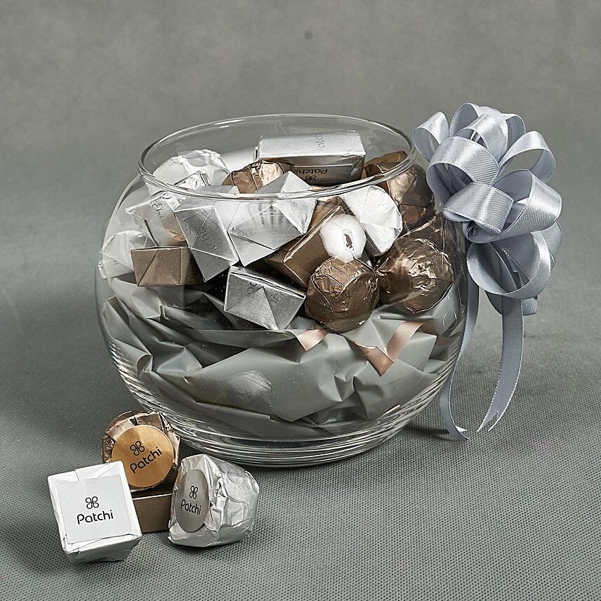 Glass Bowl Of Patchi Chocolates: Send Chocolates to Saudi Arabia