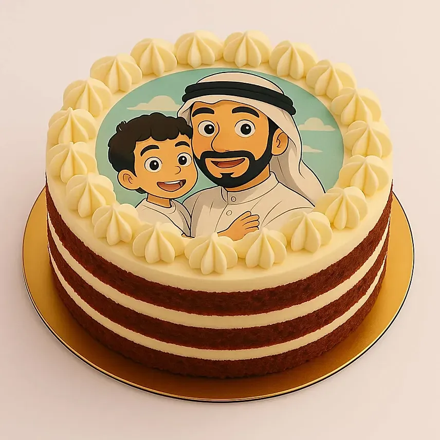 Ghibli Fathers Day Photo Red Velvet Cake: Fathers Day Gifts to Saudi Arabia