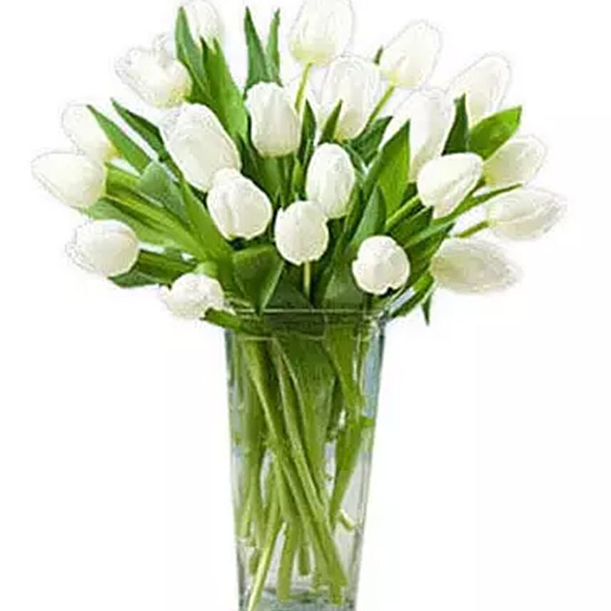 20 White Tulips Arrangement: 