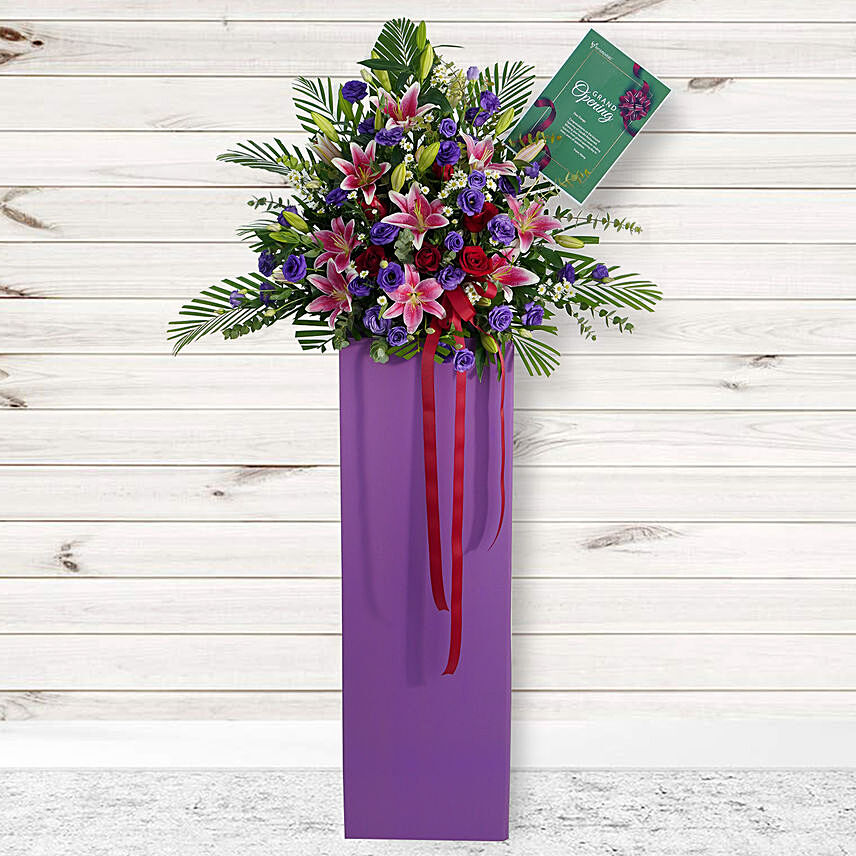 Blissful Mixed Flowers Cardboard Stand: 