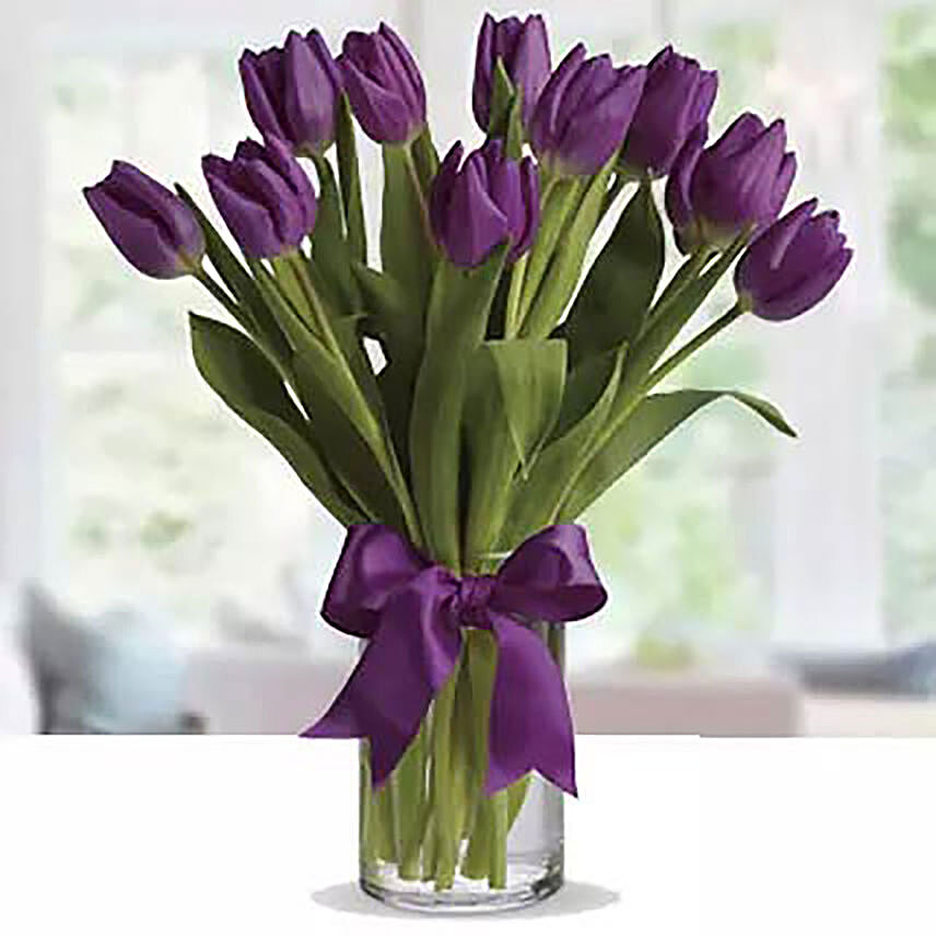 Charming Purple Tulip Arrangement: Send Mothers-Day Flowers To Singapore 