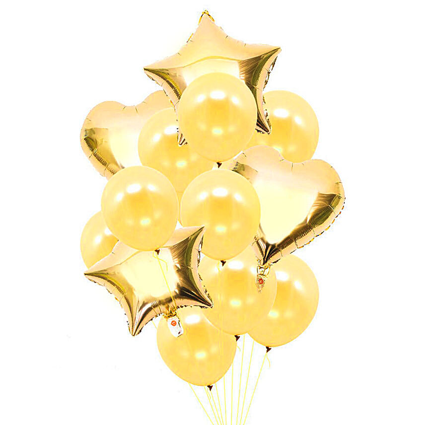 Heart And Star Shaped Golden Balloons: 