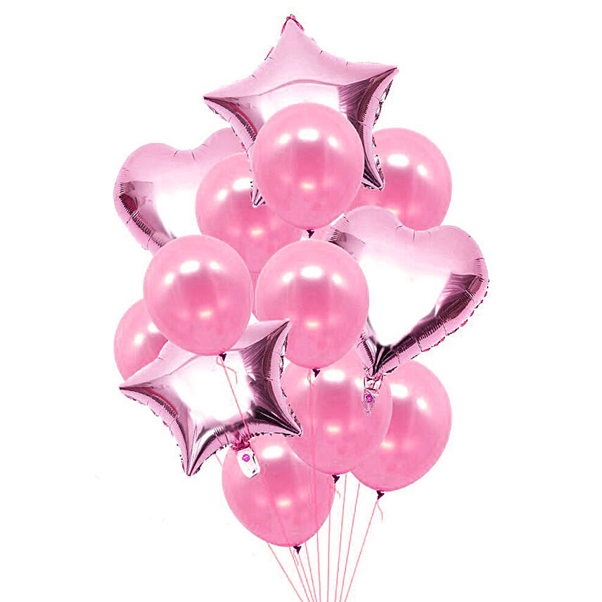 Hearts n Stars Shaped Pink Balloons: Balloon Delivery Singapore