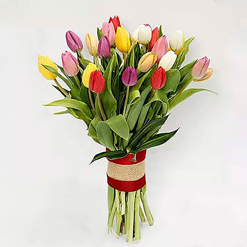 Vibrant Tulips Bunch: Send Congratulations Flowers to Singapore