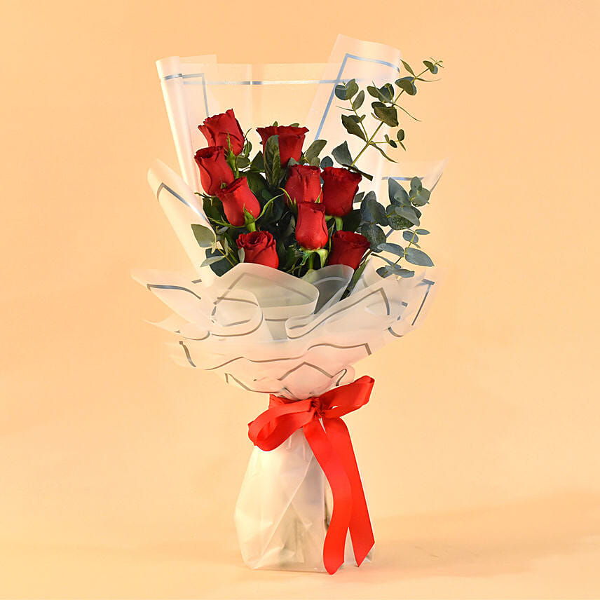 Hot Red Roses Bouquet: Send Anniversary Gift To Singapore