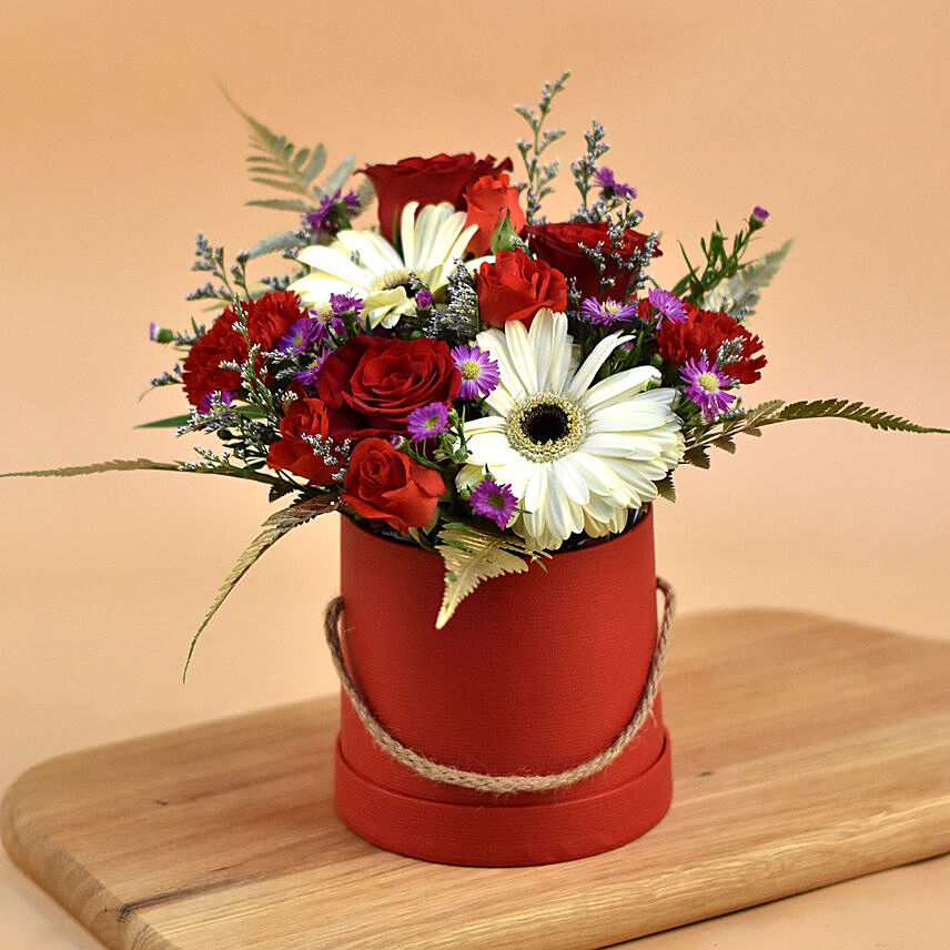 Ravishing Mixed Flowers Red Box: 