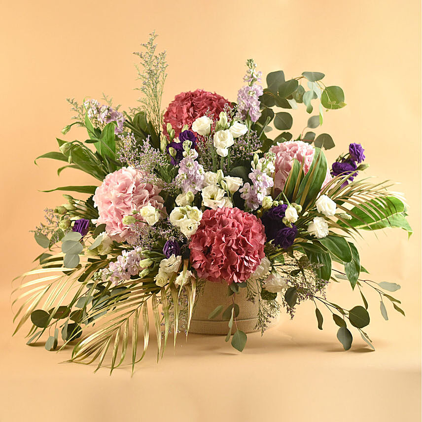 Exotic Mixed Flowers Circular Box: Send Flower Box To Singapore