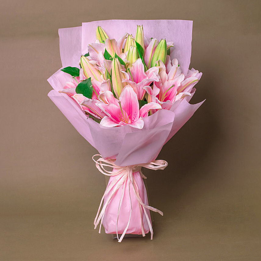 Passionate Oriental Pink Lilies: Send Anniversary Flowers to Singapore