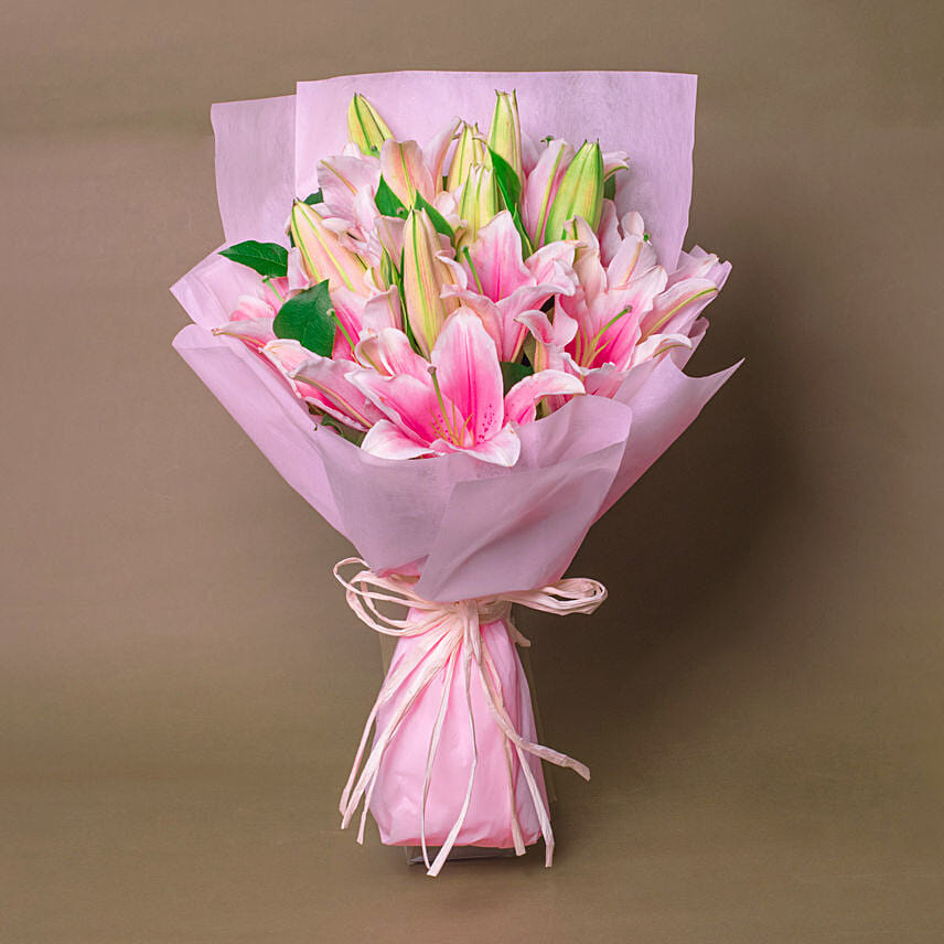 Passionate Oriental Pink Lilies: Send Congratulations Flowers to Singapore