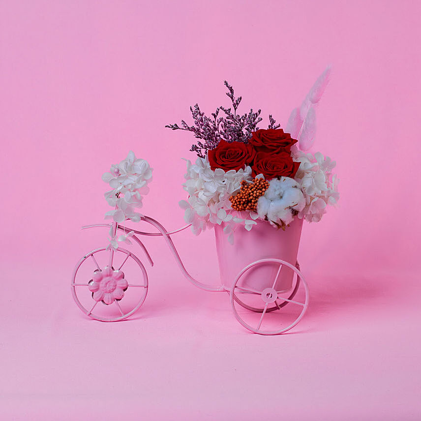 Mixed Flowers Bicycle Arrangement for Valentine: 