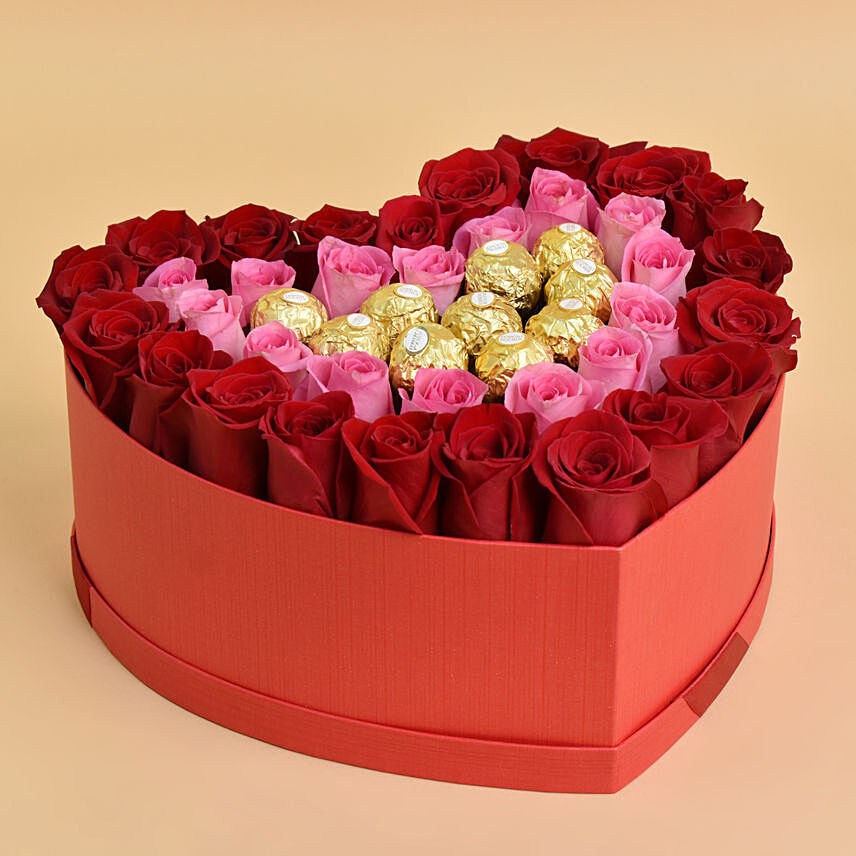 Roses and Chocolate In a Heart Shaped Box: 
