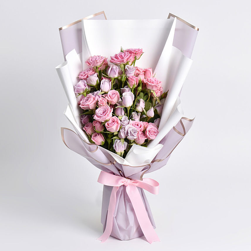 Purple and Pink Spray Rose Bunch: Send Gifts to Singapore